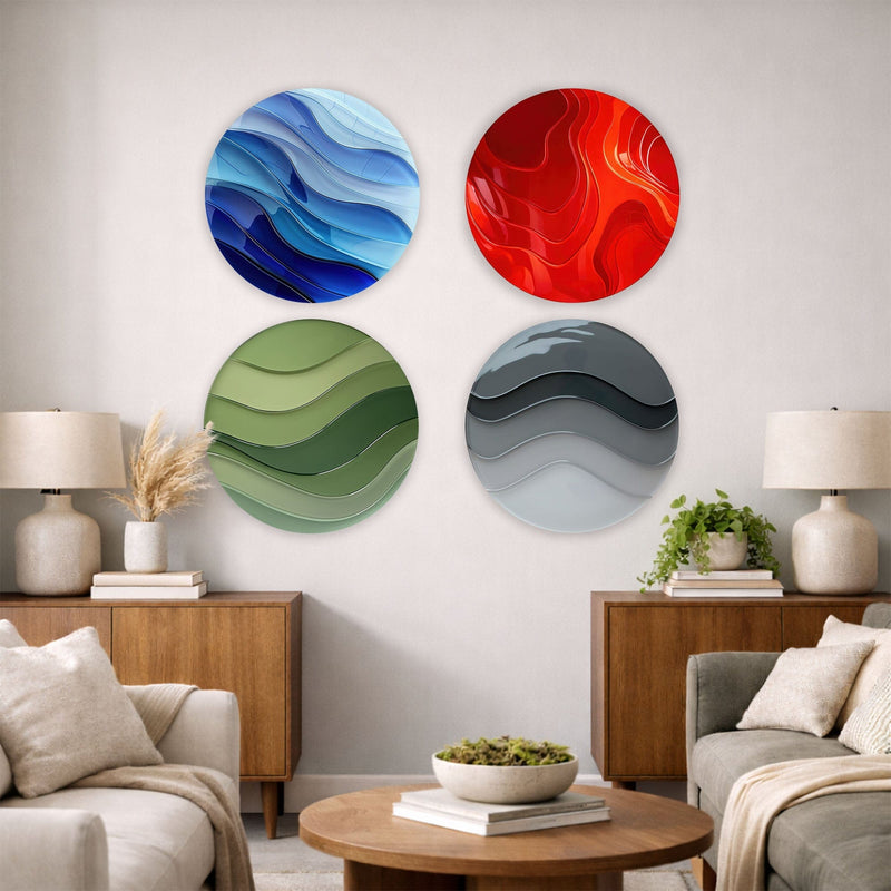 Artronauts Glass Print Colourful Layers - Round Wall Art Set