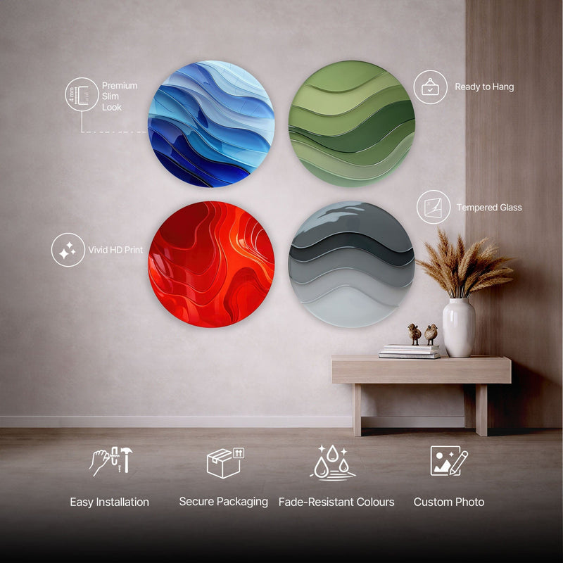 Artronauts Glass Print Colourful Layers - Round Wall Art Set