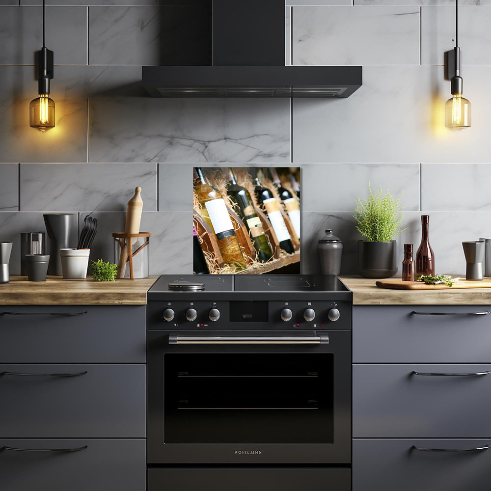 Artronauts Glass Print 40x40 cm | 15.7"x15.7" Wine Bottles - Glass Splashback