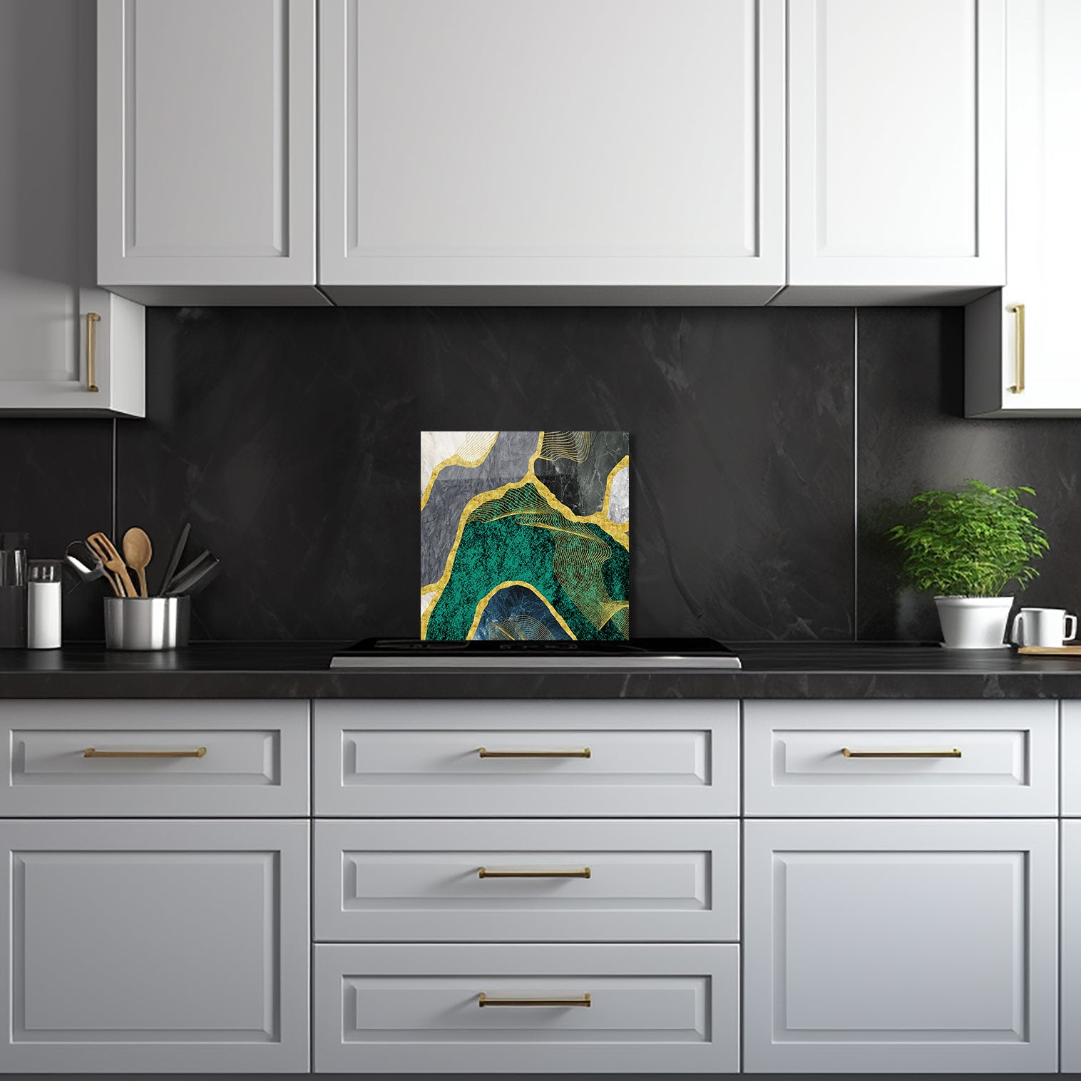 Green Marble - Glass Splashback