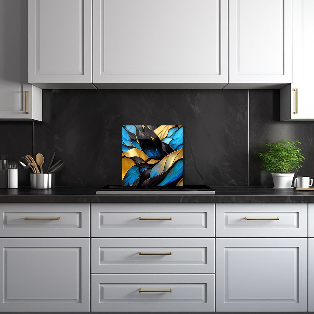Artronauts Glass Print 40x40 cm | 15.7"x15.7" Blue Abstract Waves - Glass Splashback