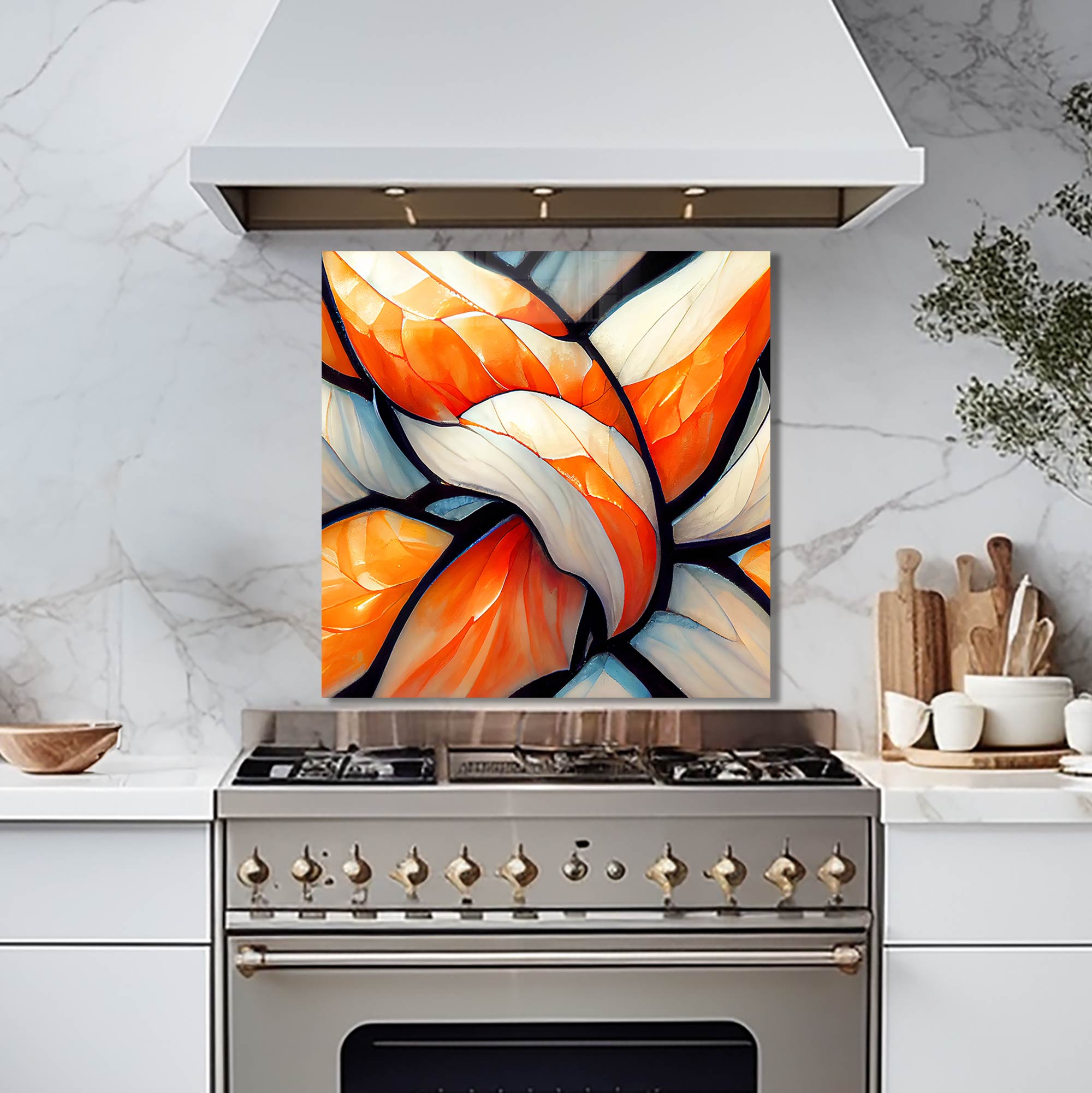 Floral Abstract - Glass Splashback