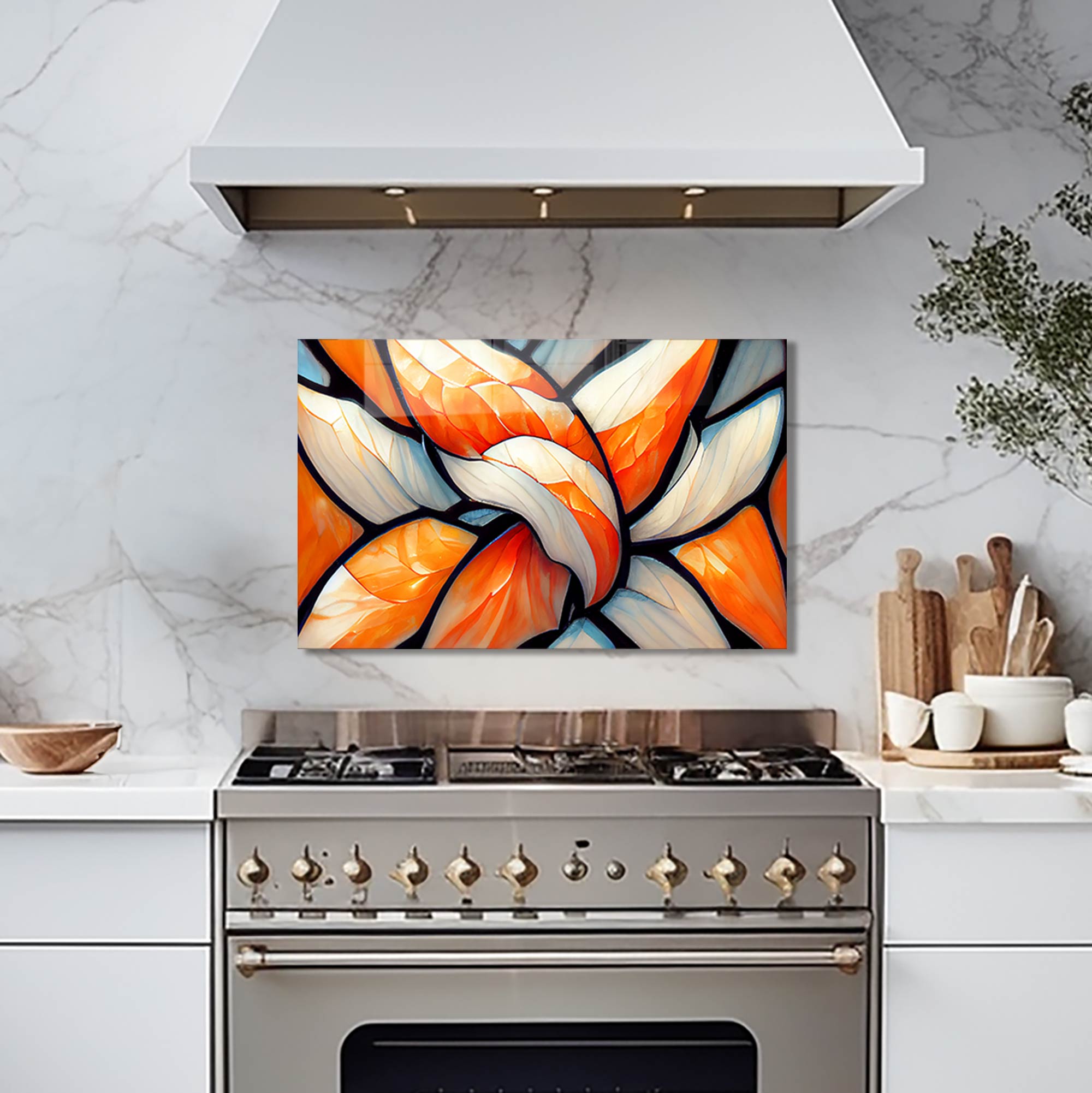 Floral Abstract - Glass Splashback