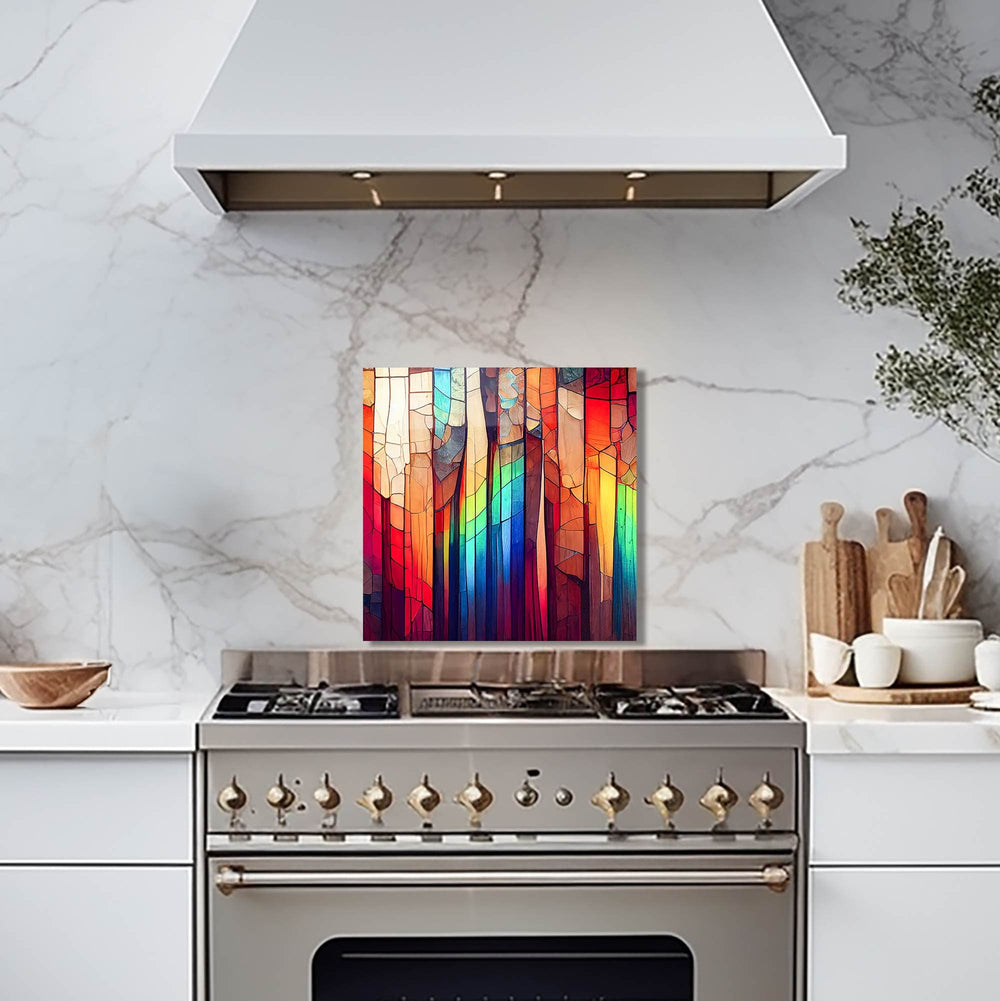 Artronauts Glass Print 40x40 cm | 15.7"x15.7" Colourful Stripes - Glass Splashback