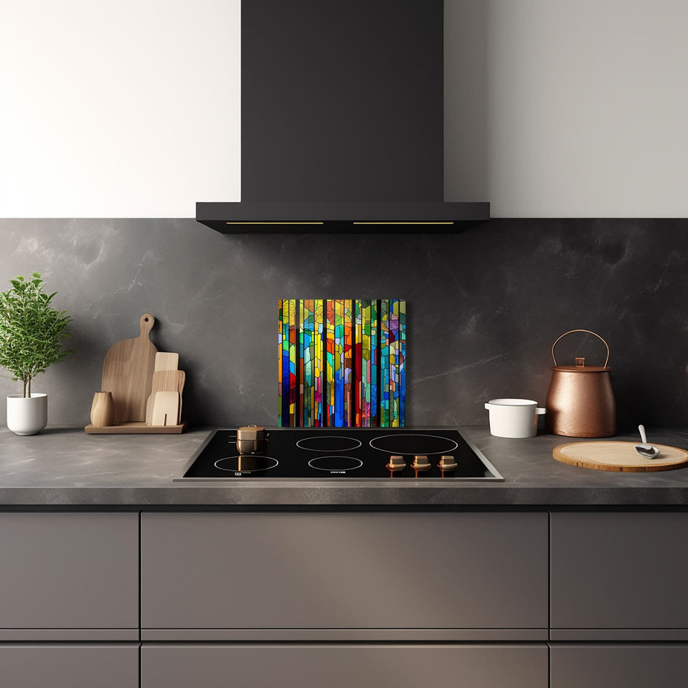 Artronauts Glass Print 40x40 cm | 15.7"x15.7" Colourful Stripes II - Glass Splashback