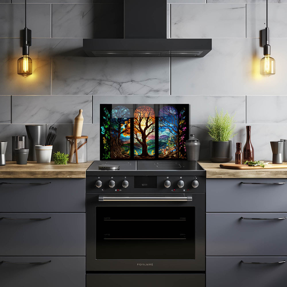 Artronauts Glass Print 72x46 cm | 28.3"x18.1" Seasons of Tree - Glass Splashback