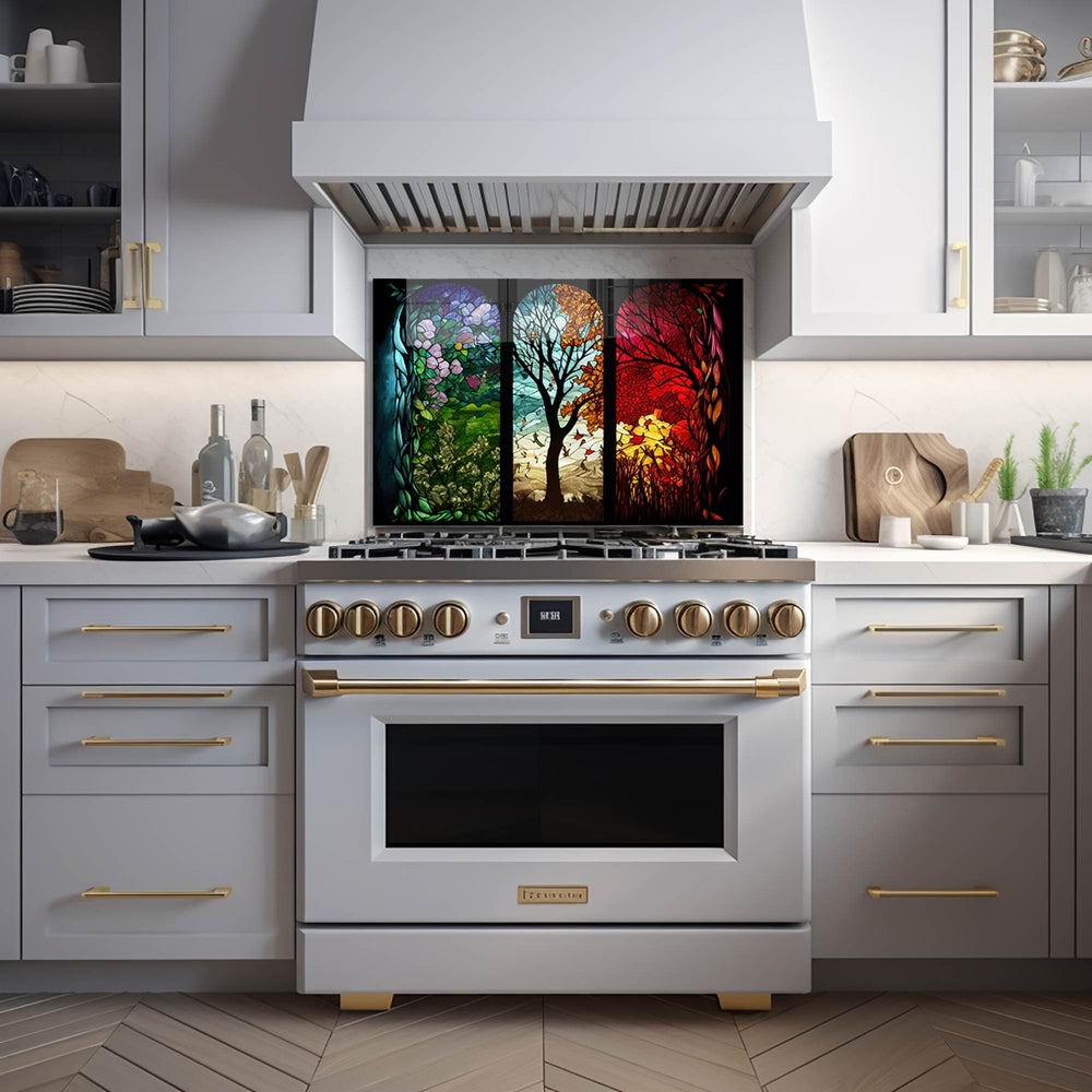 Artronauts Glass Print 90x60 cm | 35.4"x23.6" Seasons of Tree II - Glass Splashback