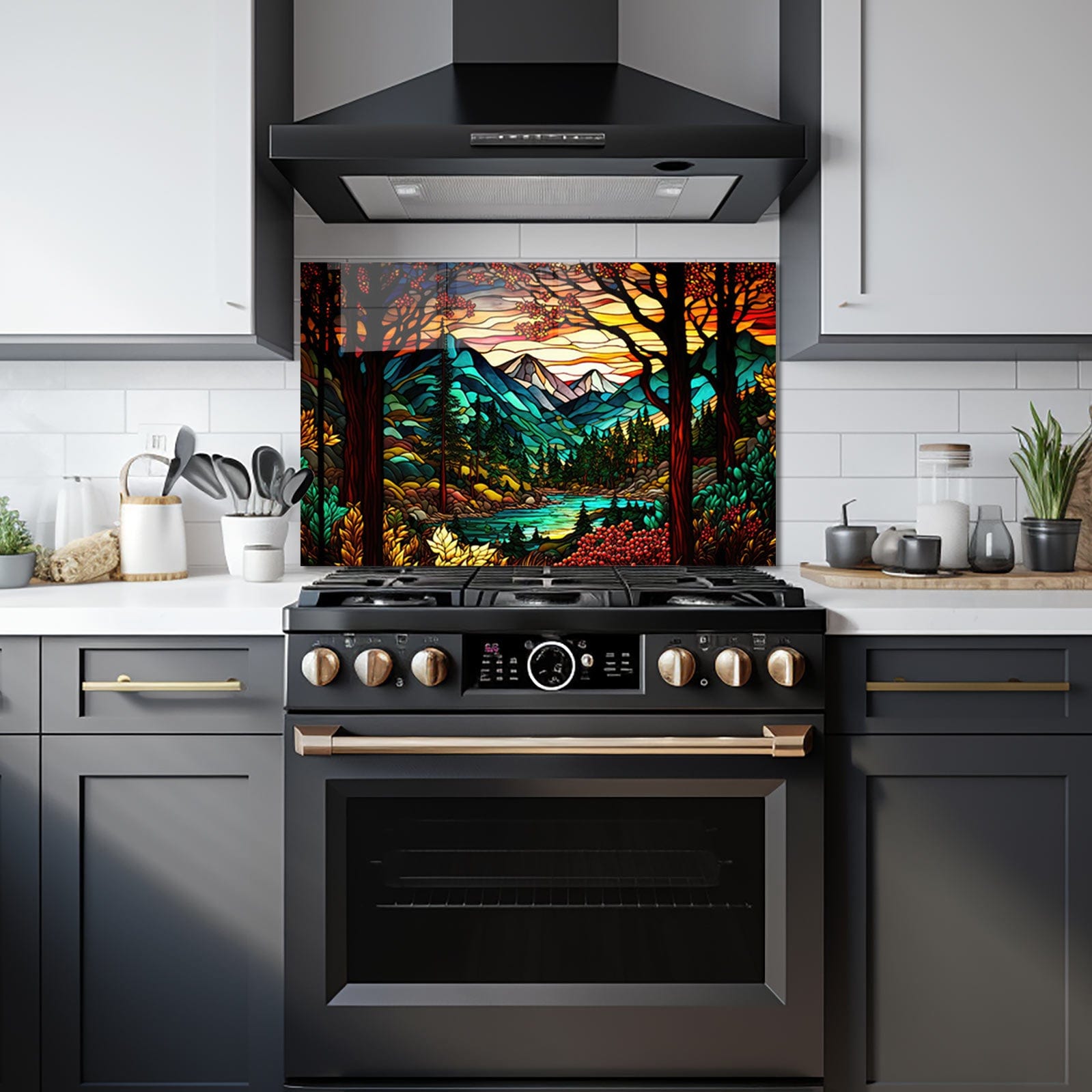 Nature Splashbacks Stained Nature Landscape Glass Splashback | Artronauts