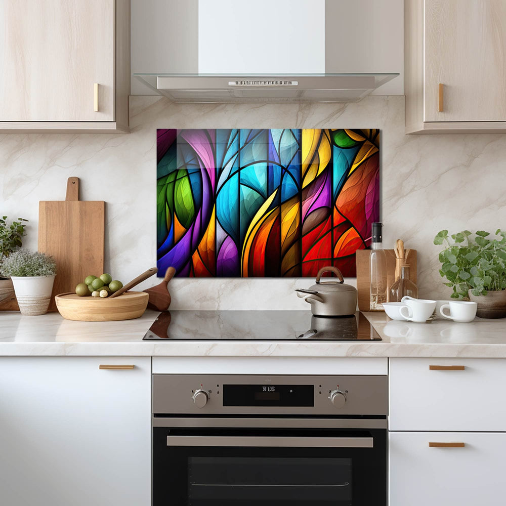 Artronauts Glass Print 90x60 cm | 35.4"x23.6" Abstract Brushes - Glass Splashback