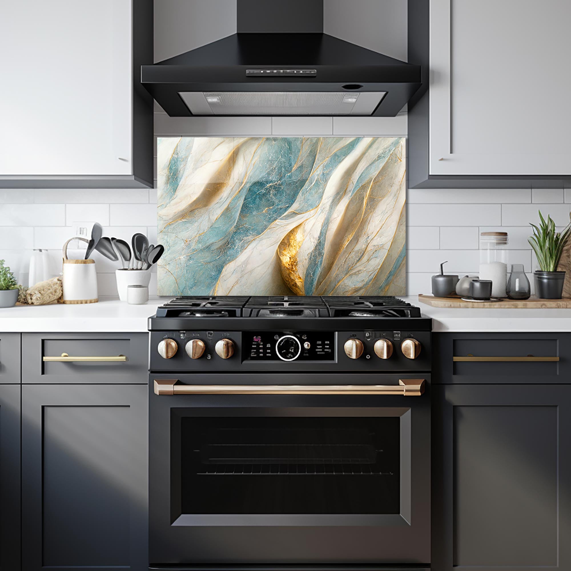 Blue & Yellow Abstract - Glass Splashback