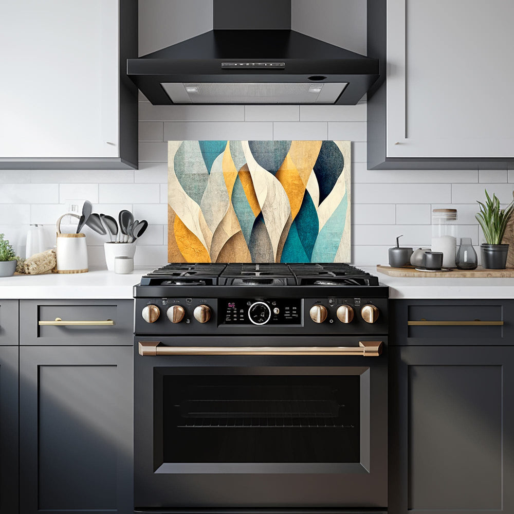 Artronauts Glass Print 90x60 cm | 35.4"x23.6" Abstract Leaves - Glass Splashback