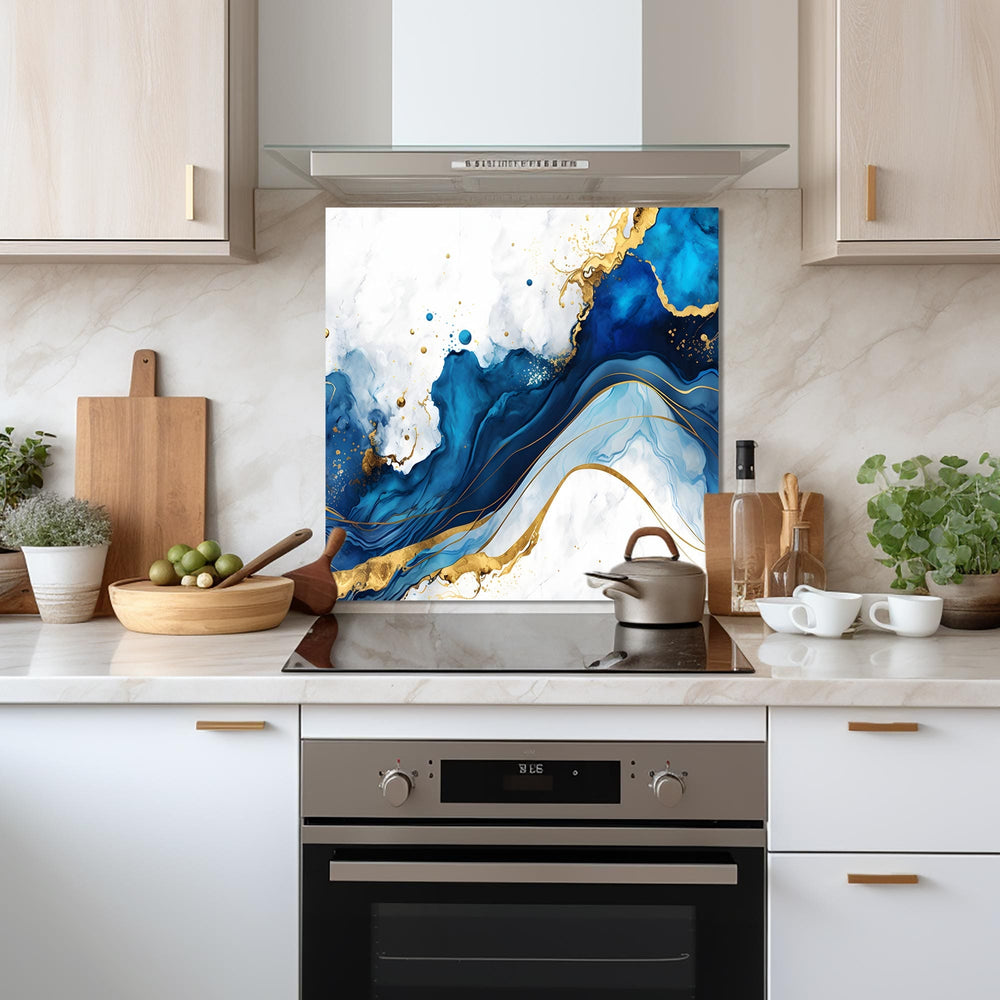Artronauts Glass Print 60x60 cm | 23.6"x23.6" Blue Waves - Glass Splashback
