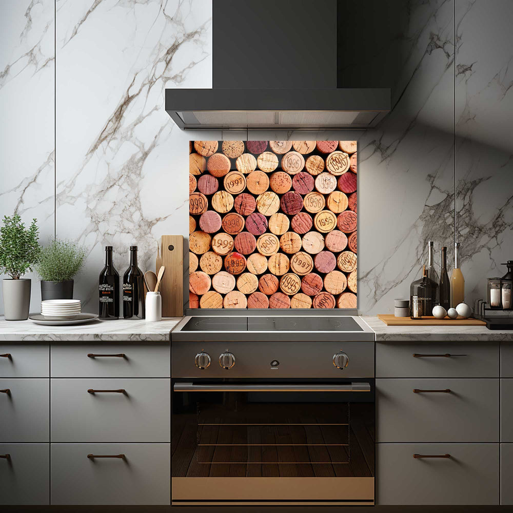 Artronauts Glass Print 60x60 cm | 23.6"x23.6" Wine Corks - Glass Splashback