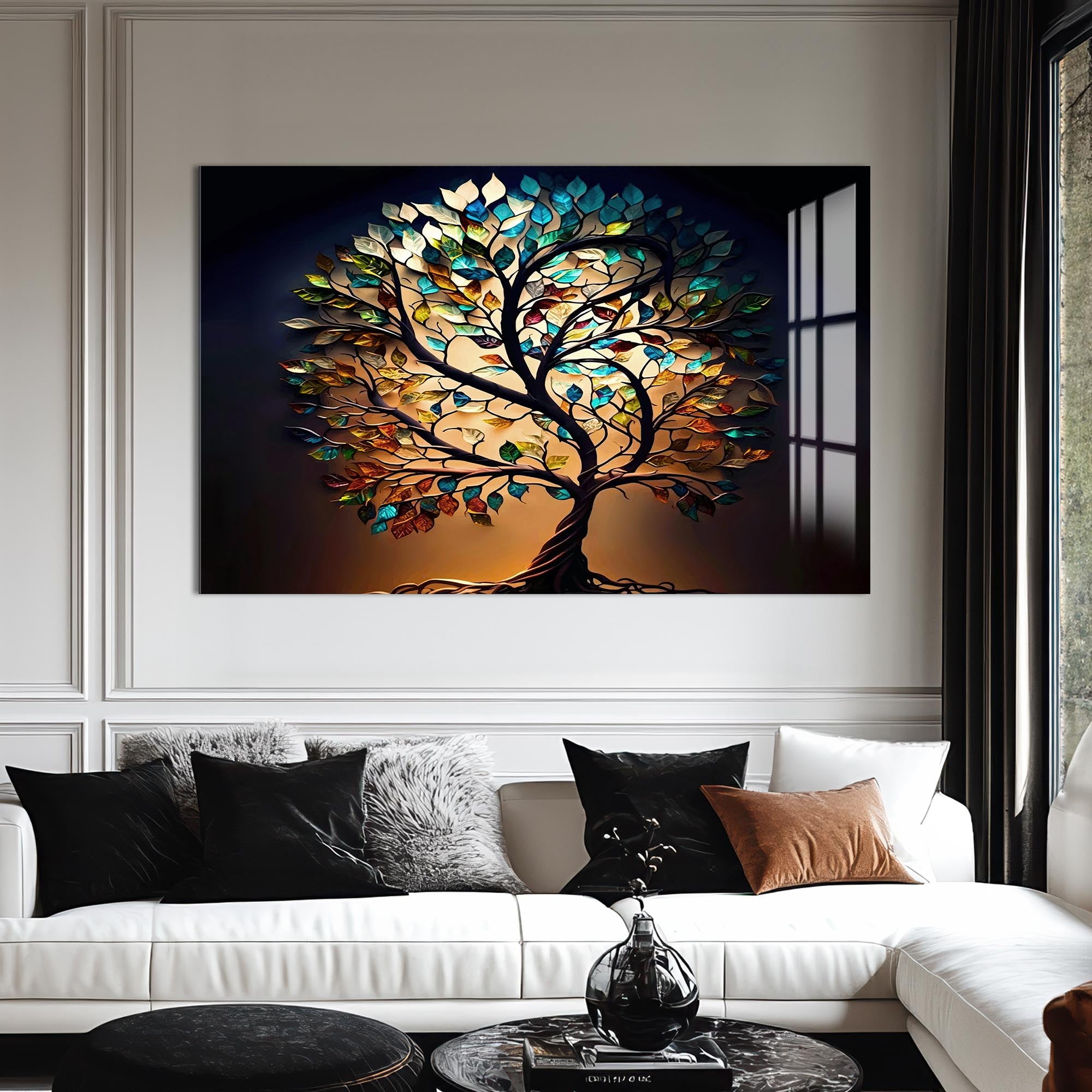 Roots of Light-Tree Of Life Tempered Glass Wall Art