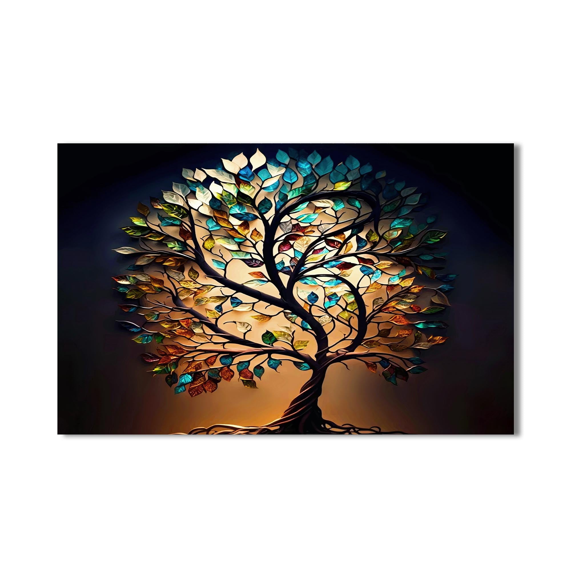 Roots of Light-Tree Of Life Tempered Glass Wall Art