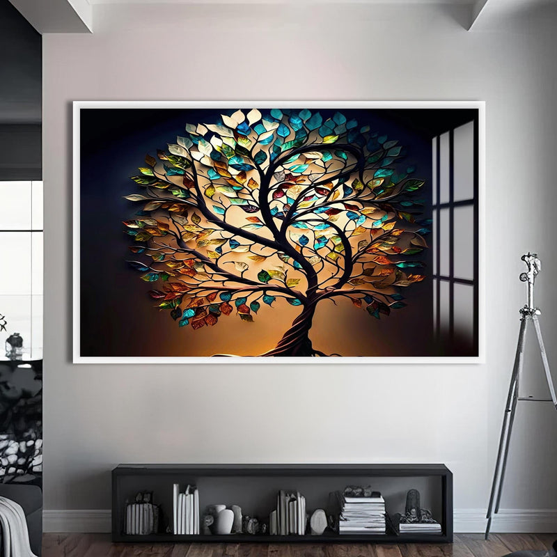 Artronauts Glass Print S | 72x46 cm | 28.3"x18.1" / White Roots of Light-Tree Of Life Tempered Glass Wall Art