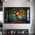 Artronauts Glass Print S | 72x46 cm | 28.3"x18.1" / Black Eternal Canopy-Tree Of Life Tempered Glass Wall Art