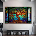 Artronauts Glass Print S | 72x46 cm | 28.3"x18.1" / Walnut Eternal Canopy-Tree Of Life Tempered Glass Wall Art