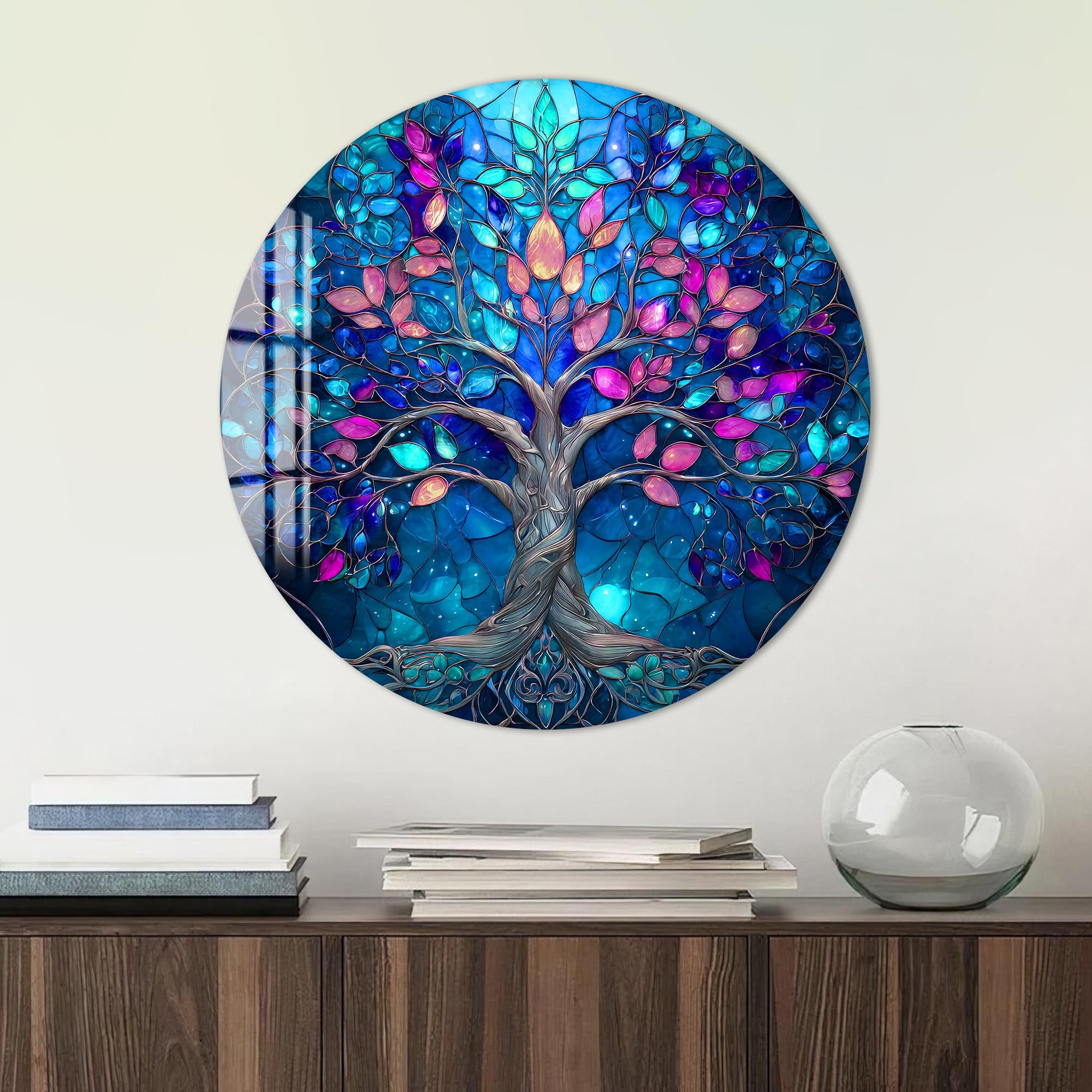 Artronauts Glass Print Blue Mystic Tree - Tempered Glass Wall Art