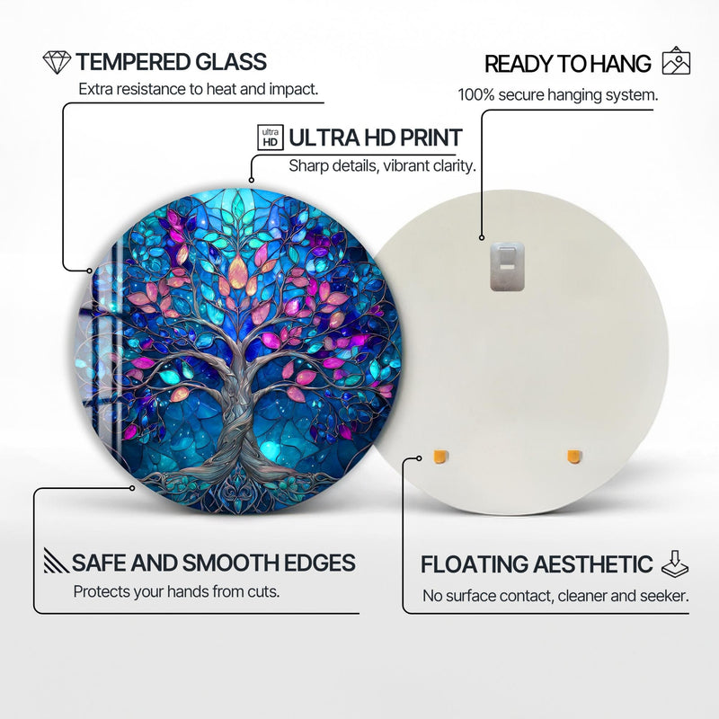 Artronauts Glass Print Blue Mystic Tree - Tempered Glass Wall Art