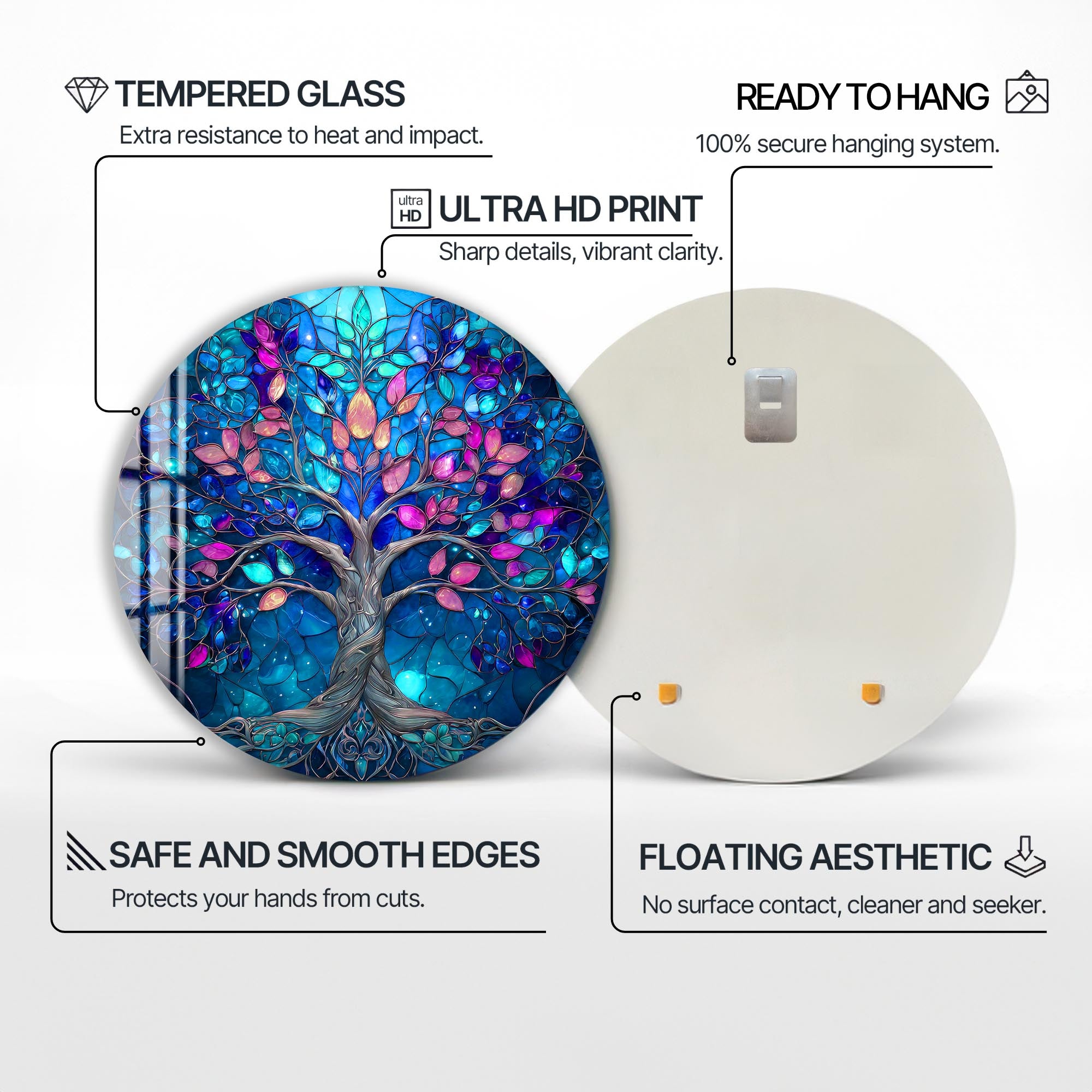 Artronauts Glass Print Blue Mystic Tree - Tempered Glass Wall Art