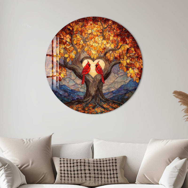 Artronauts Glass Print Lovebirds Heart Tree - Tempered Glass Wall Art