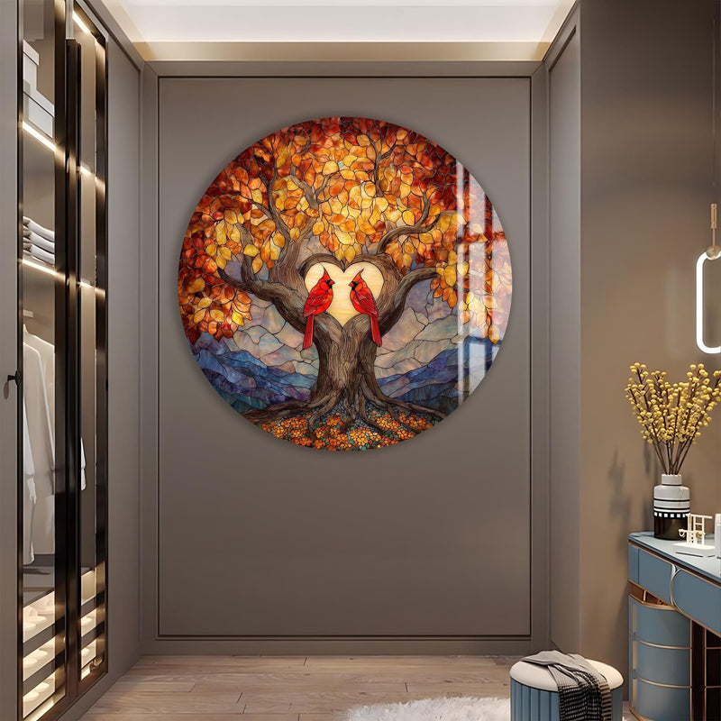Artronauts Glass Print Lovebirds Heart Tree - Tempered Glass Wall Art