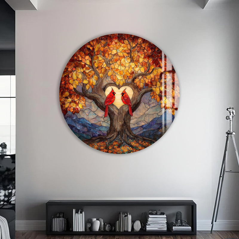 Artronauts Glass Print Lovebirds Heart Tree - Tempered Glass Wall Art