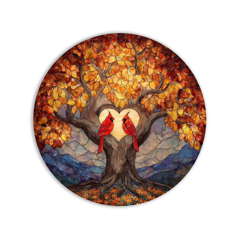 Artronauts Glass Print Lovebirds Heart Tree - Tempered Glass Wall Art