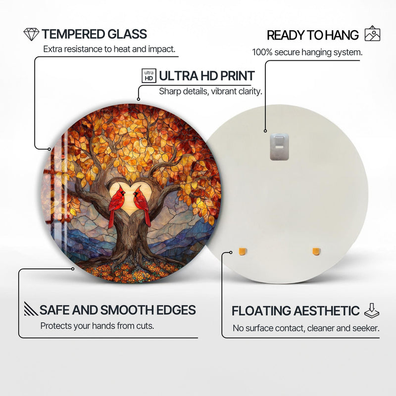 Artronauts Glass Print Lovebirds Heart Tree - Tempered Glass Wall Art