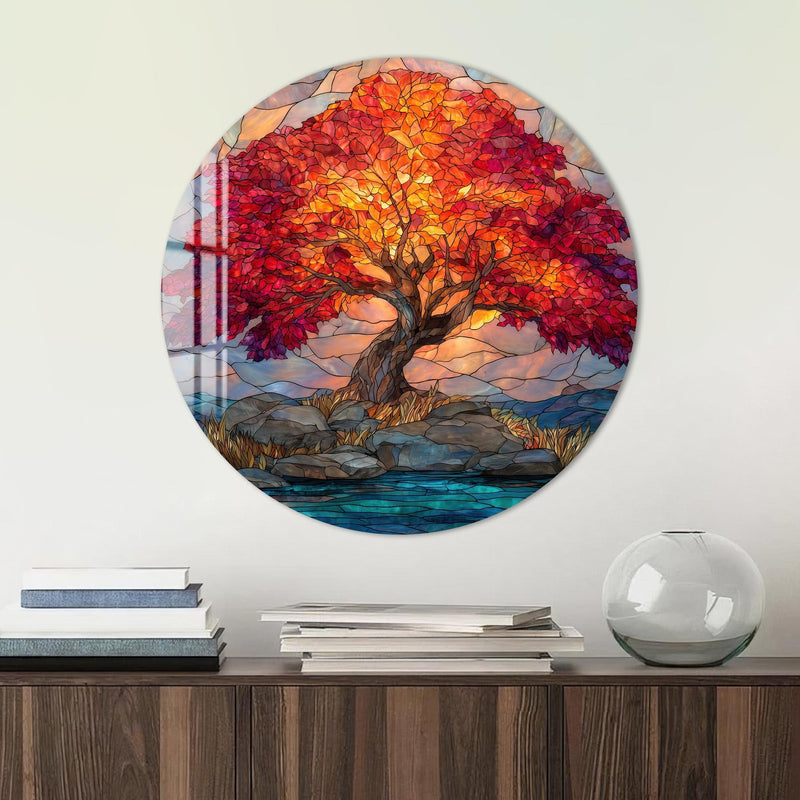 Artronauts Glass Print Autumn Blaze Tree - Tempered Glass Wall Art