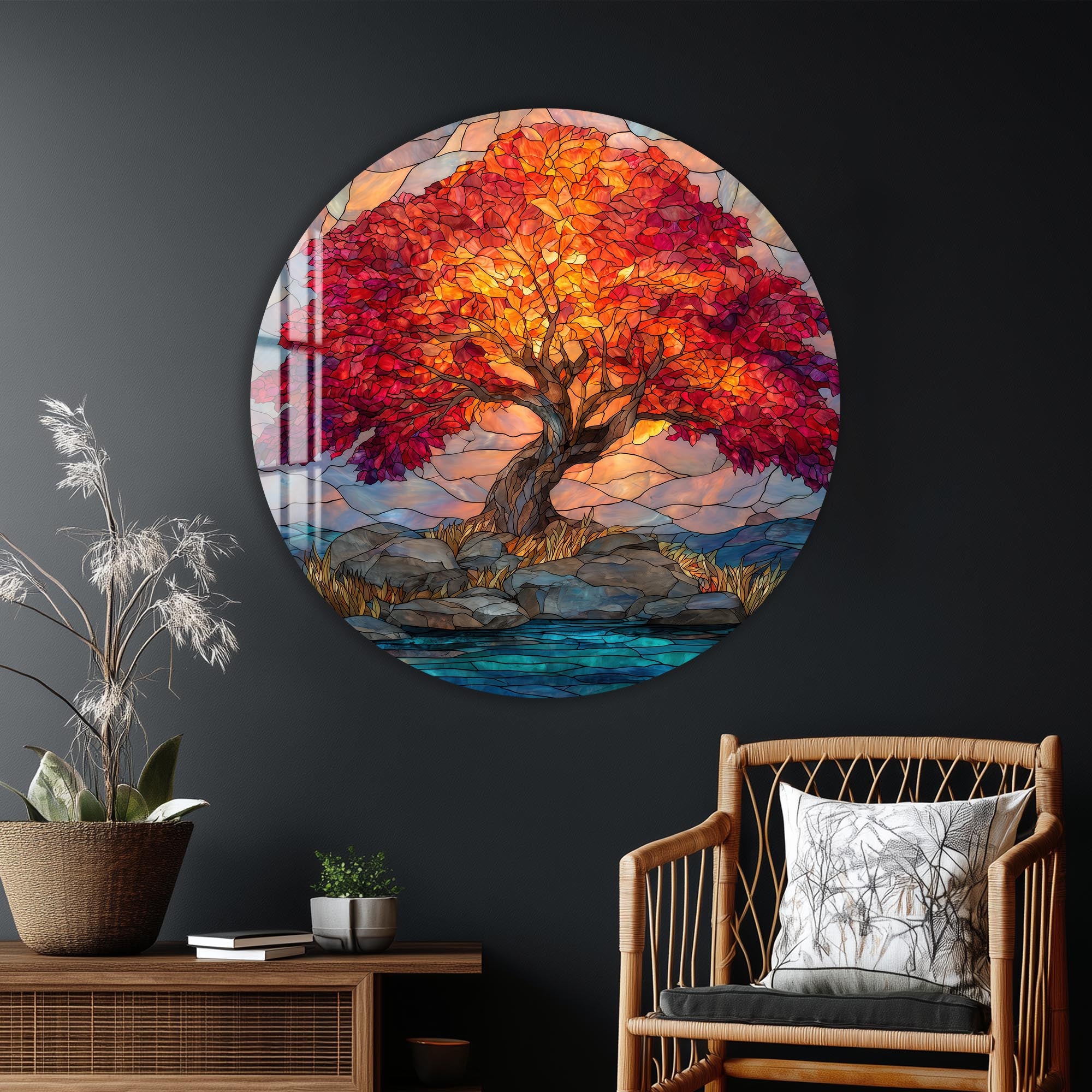 Artronauts Glass Print Autumn Blaze Tree - Tempered Glass Wall Art