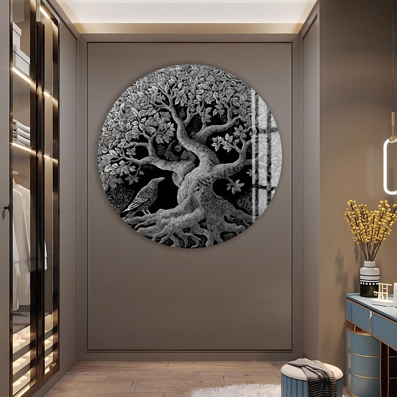 Artronauts Glass Print Raven Tree Roots - Tempered Glass Wall Art
