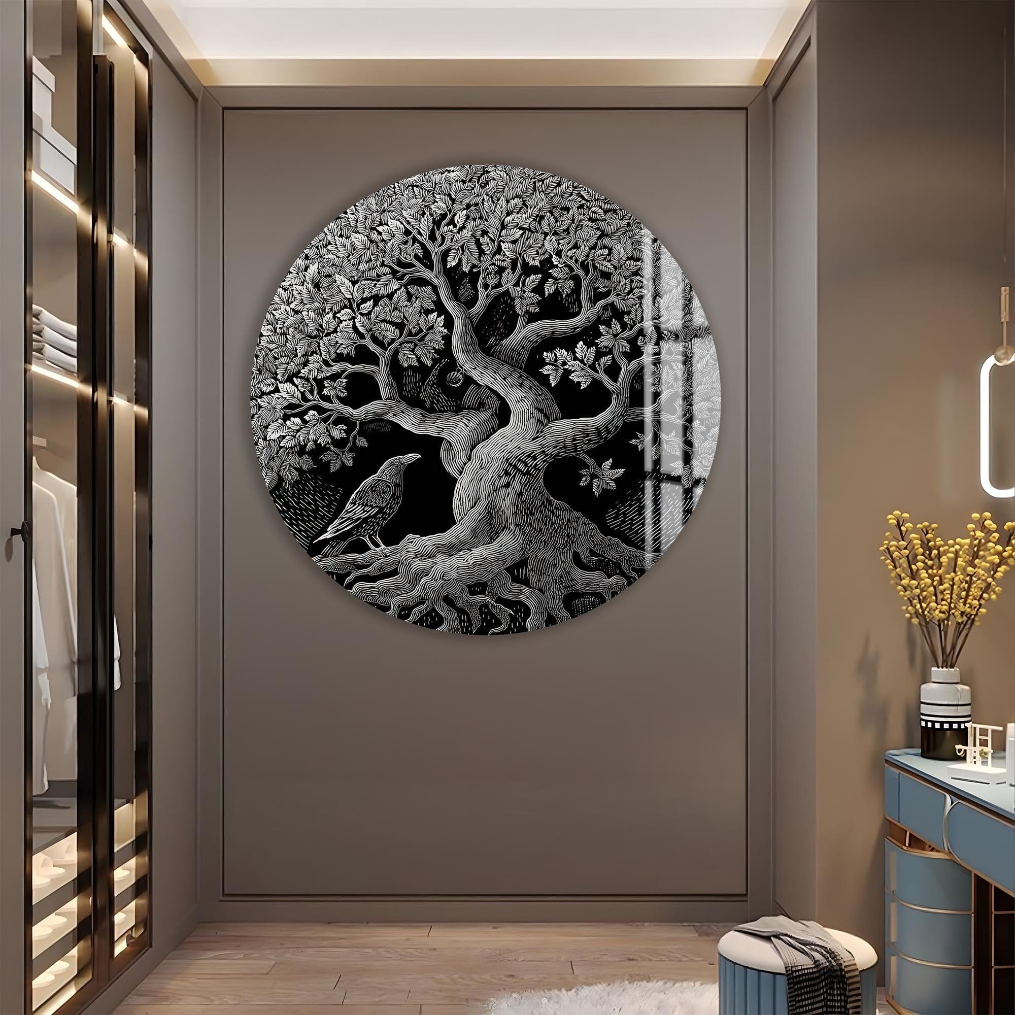 Artronauts Glass Print Raven Tree Roots - Tempered Glass Wall Art