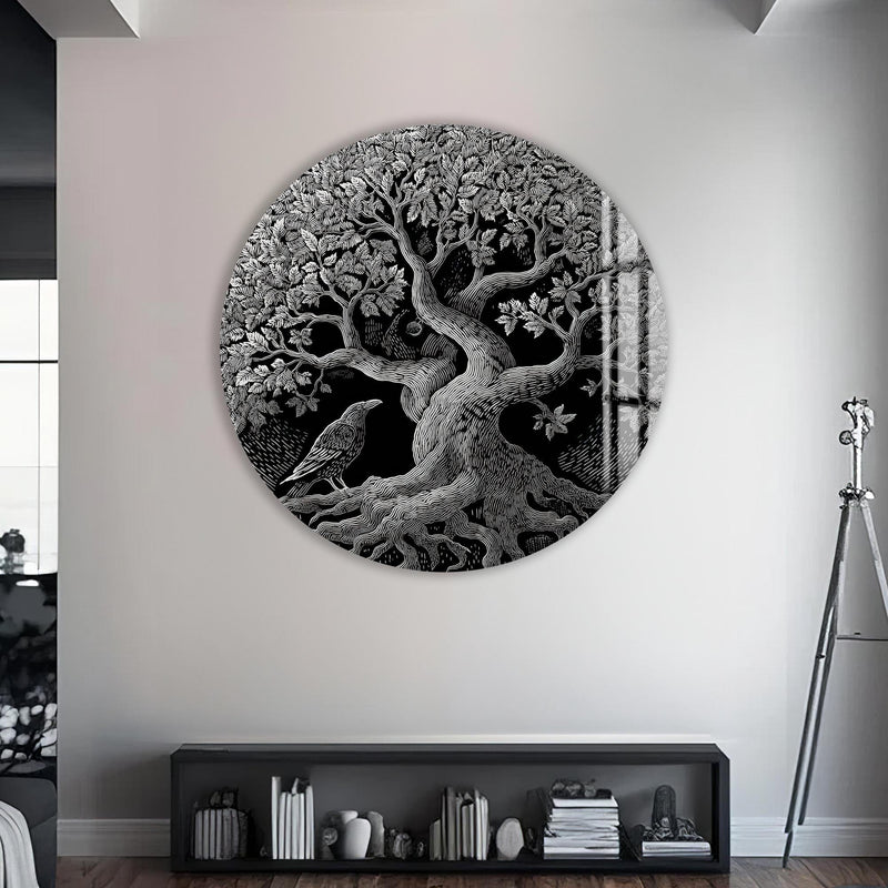 Artronauts Glass Print Raven Tree Roots - Tempered Glass Wall Art
