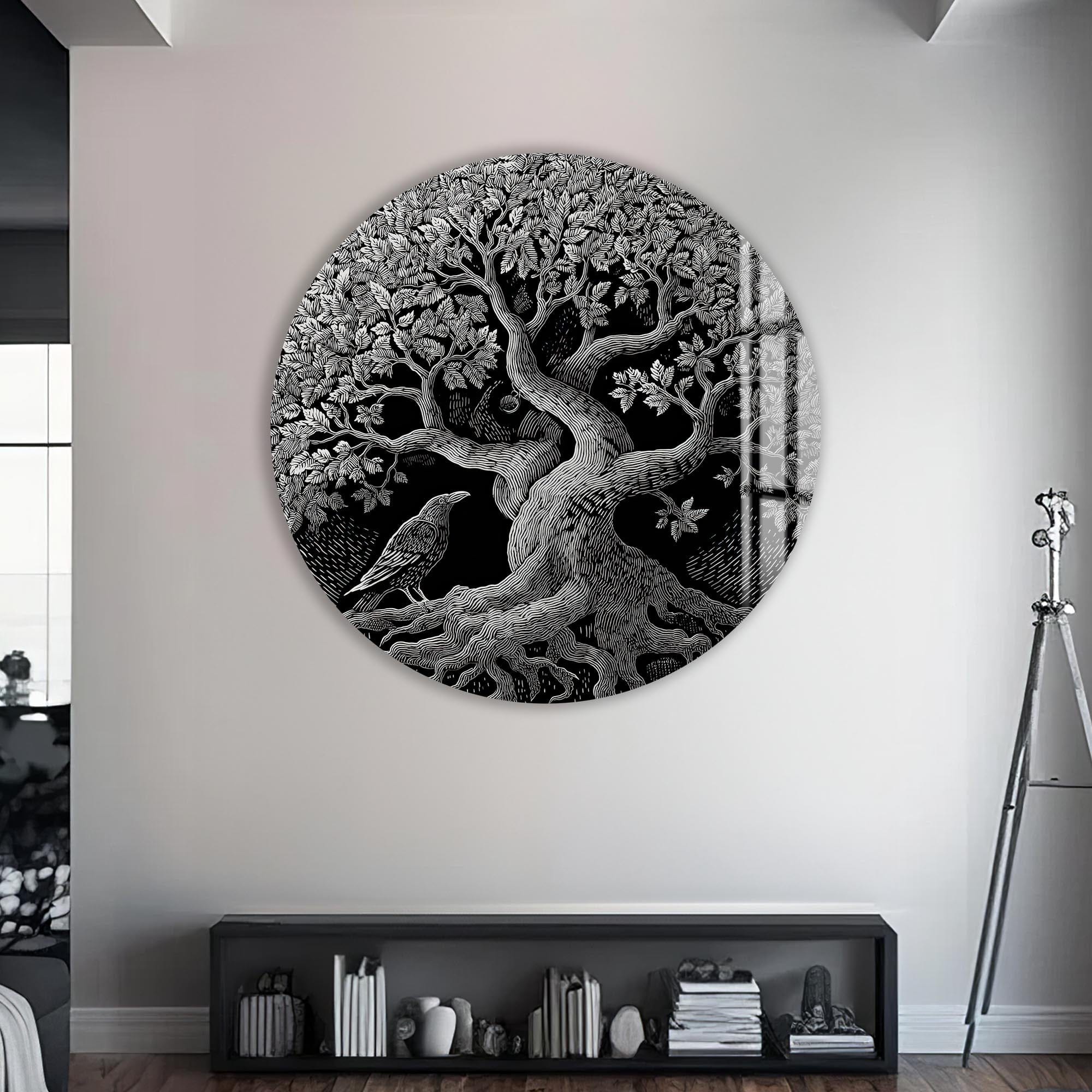 Artronauts Glass Print Raven Tree Roots - Tempered Glass Wall Art