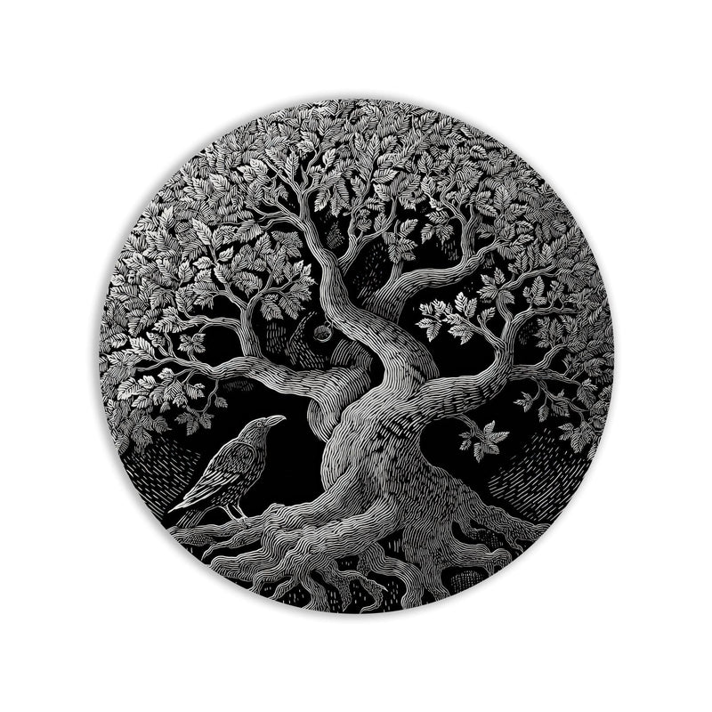 Artronauts Glass Print Raven Tree Roots - Tempered Glass Wall Art