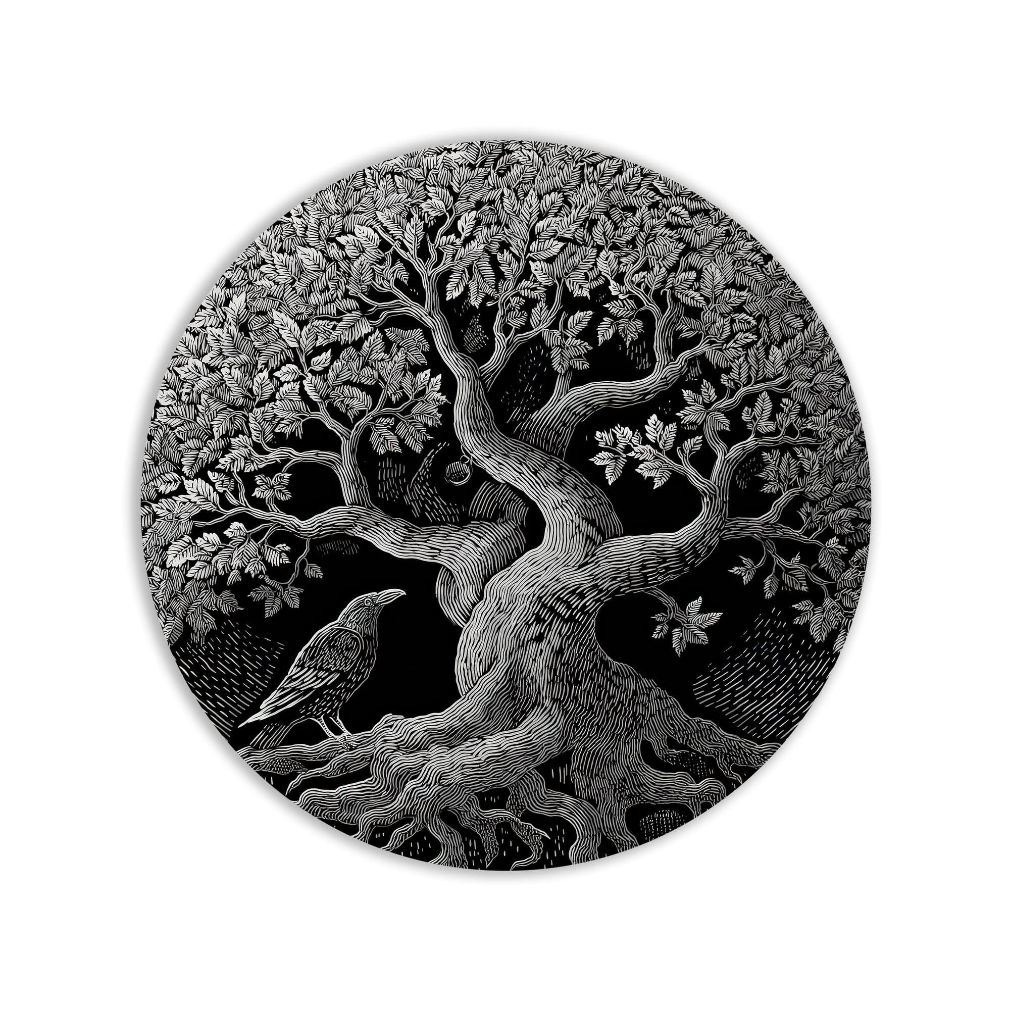 Artronauts Glass Print Raven Tree Roots - Tempered Glass Wall Art