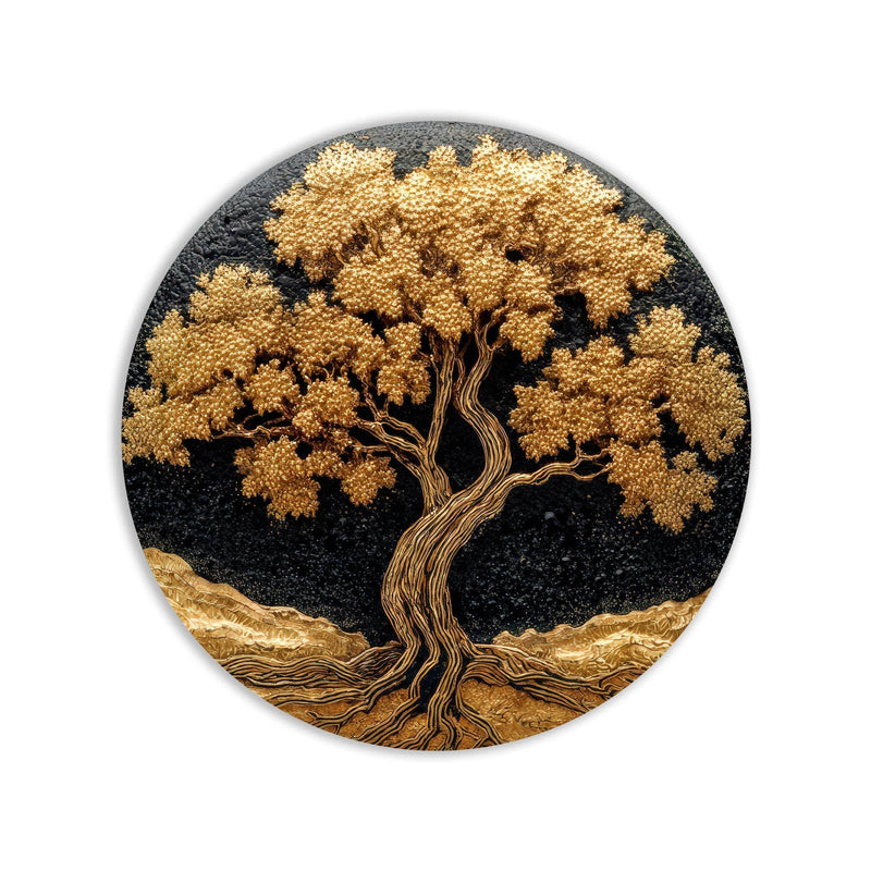 Artronauts Glass Print Golden Tree Glow - Tempered Glass Wall Art