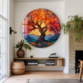 Artronauts Glass Print Sunset Mountain Tree - Tempered Glass Wall Art