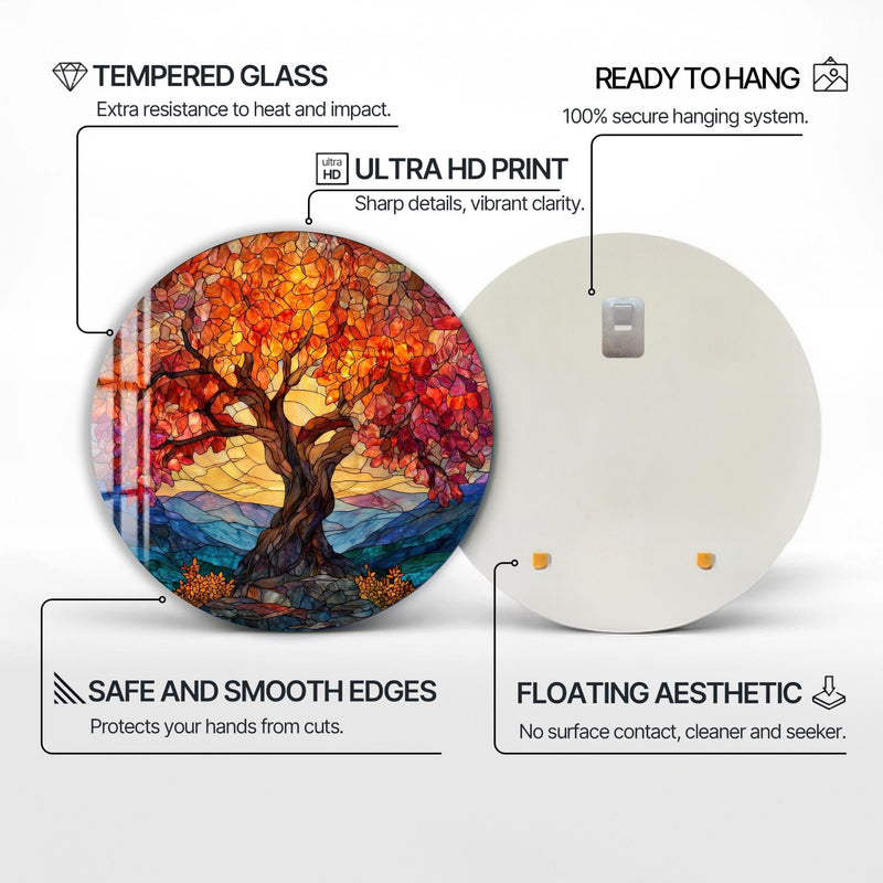 Artronauts Glass Print Sunset Mountain Tree - Tempered Glass Wall Art