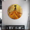 Artronauts Glass Print Golden Leaf Silhouette - Tempered Glass Wall Art