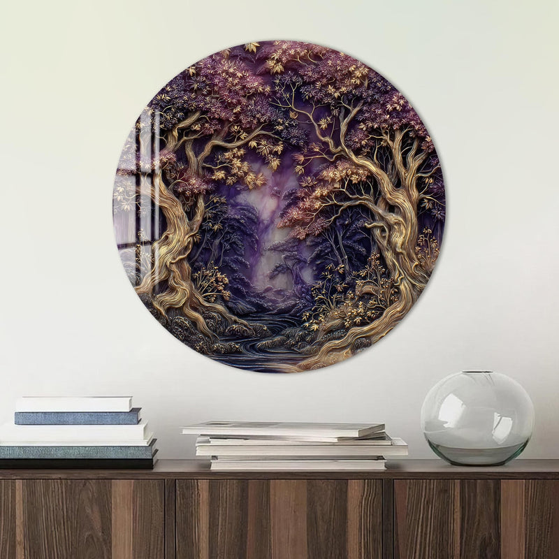 Artronauts Glass Print Enchanted Purple Forest - Tempered Glass Wall Art