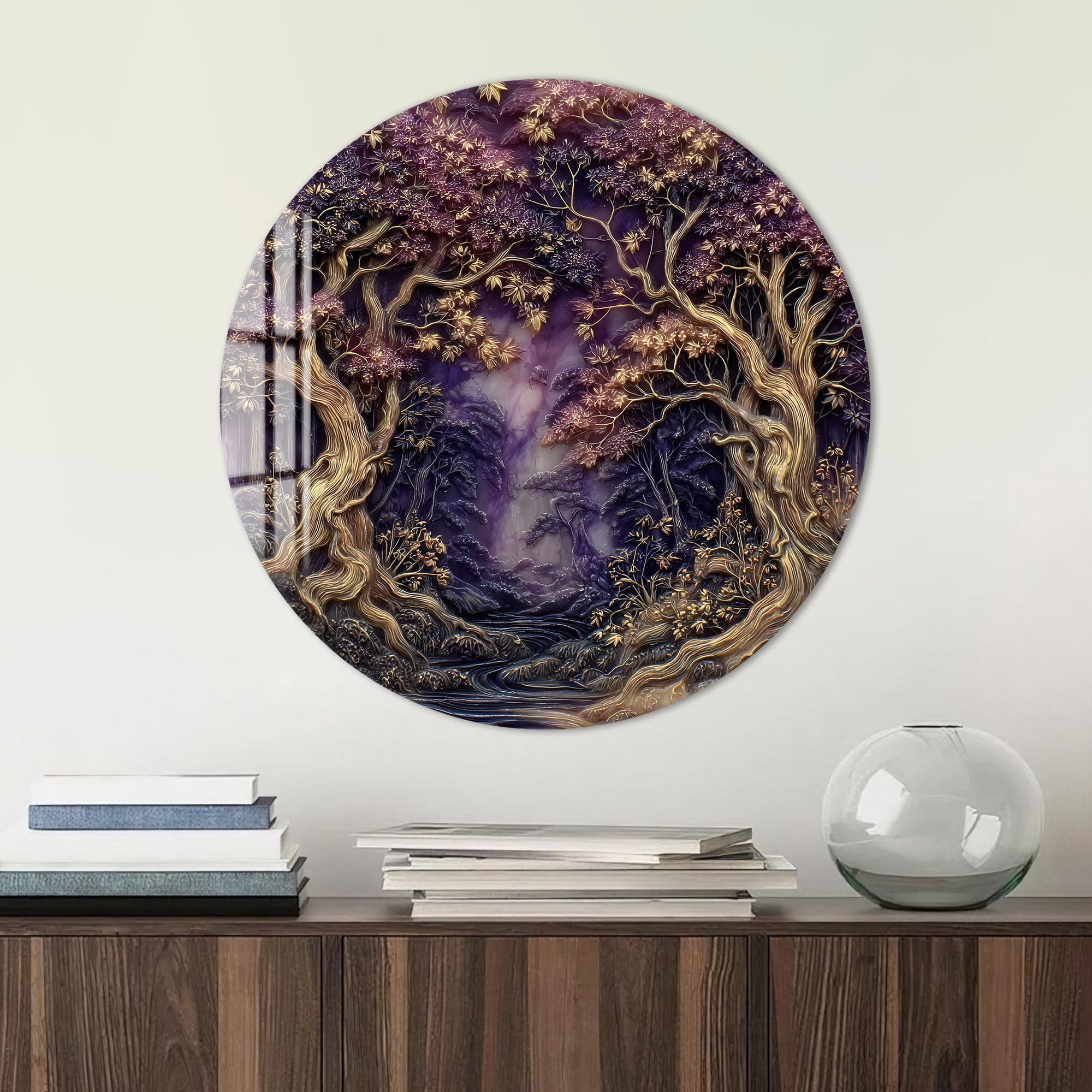 Artronauts Glass Print Enchanted Purple Forest - Tempered Glass Wall Art