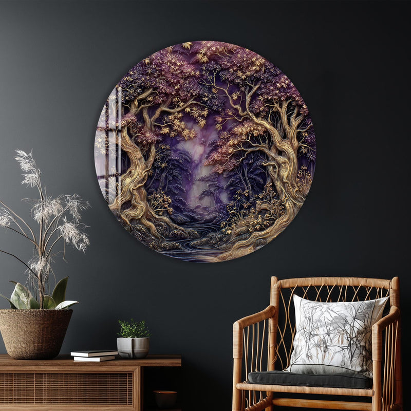 Artronauts Glass Print Enchanted Purple Forest - Tempered Glass Wall Art