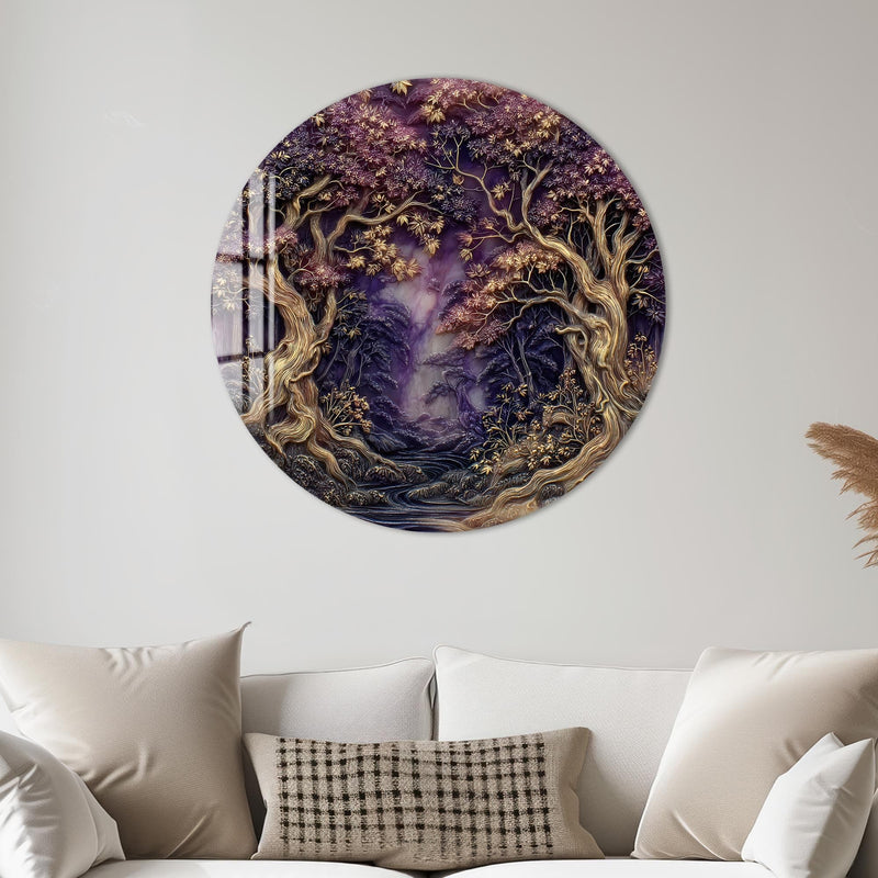 Artronauts Glass Print Enchanted Purple Forest - Tempered Glass Wall Art