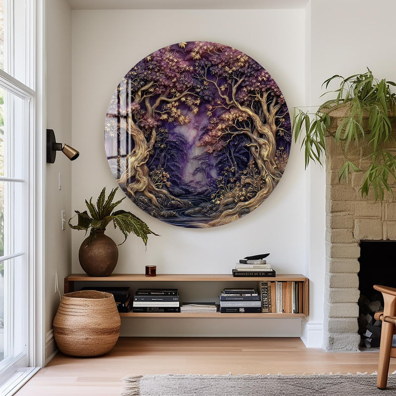 Artronauts Glass Print Enchanted Purple Forest - Tempered Glass Wall Art