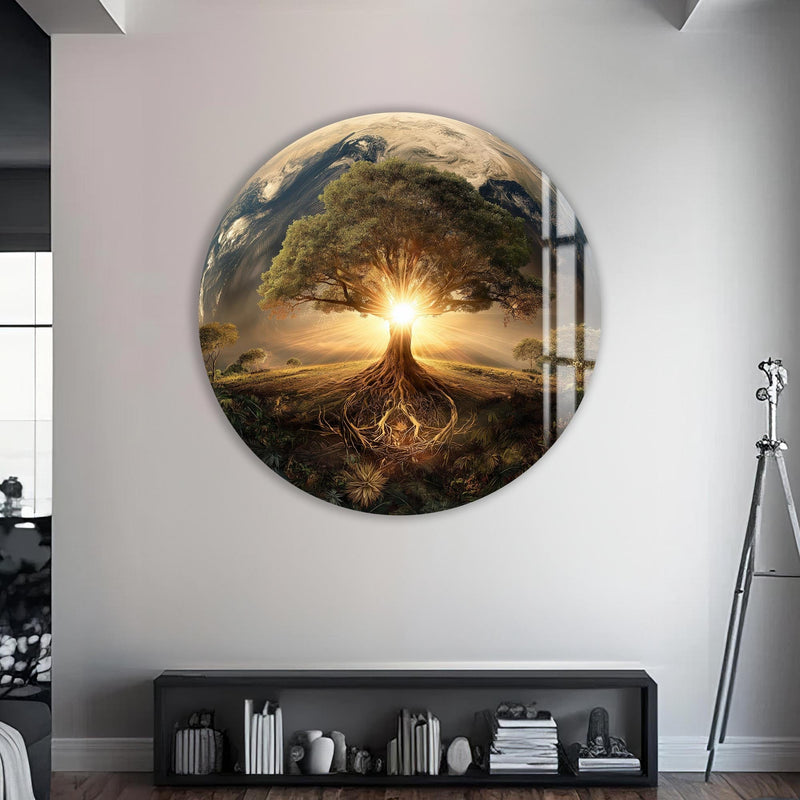Artronauts Glass Print Earthrise Life Tree - Tempered Glass Wall Art