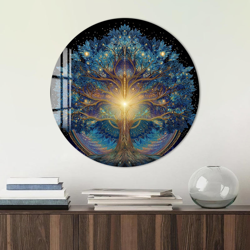 Artronauts Glass Print Celestial Blue Tree - Tempered Glass Wall Art
