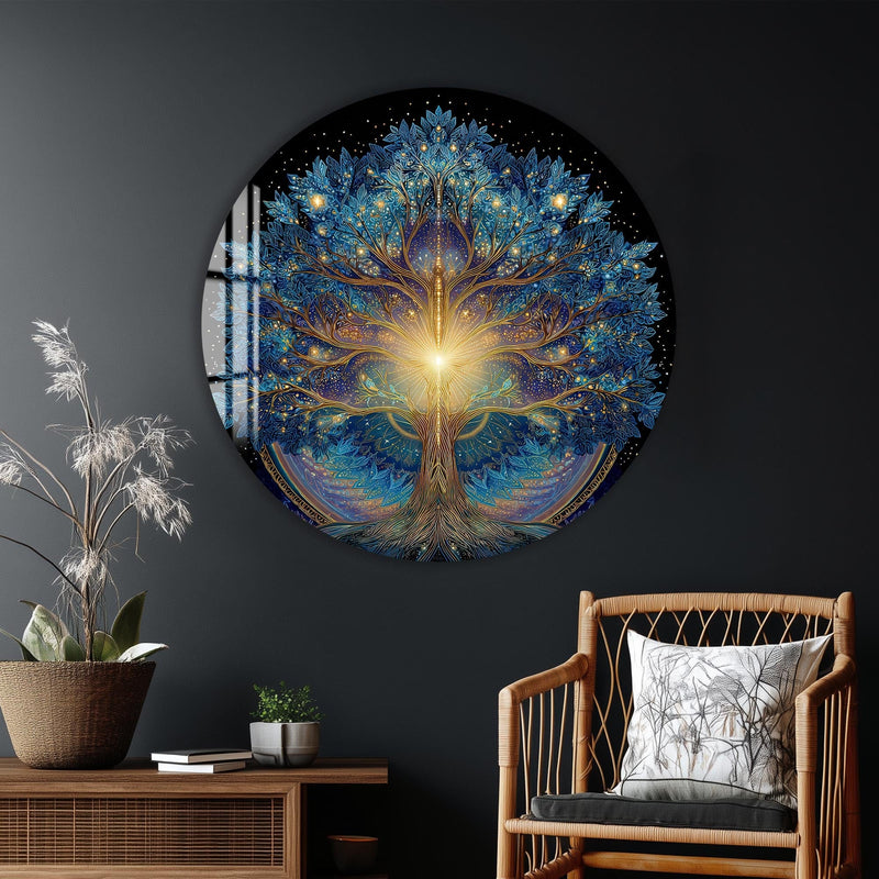 Artronauts Glass Print Celestial Blue Tree - Tempered Glass Wall Art